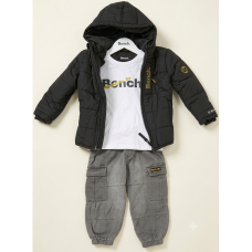J15563: Boys Bench Hooded Puffa Coat, Top & Cargo Jean Outfit (2-6 Years)
